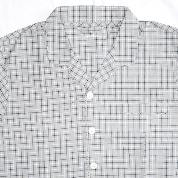 Lands' End Shirts Lands End Gray Plaid Cotton Long Sleeve Button Up